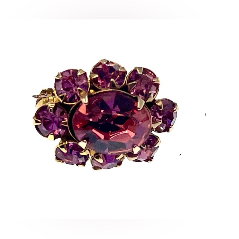 Vintage Dainty Gold Tone Scatter Pin Brooch Prong Set Faceted Pink Crystals